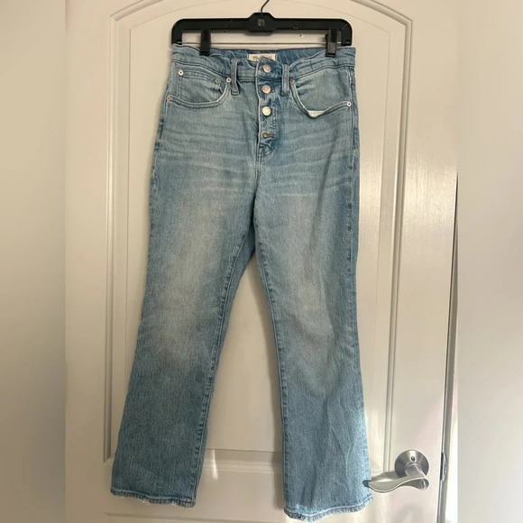 Madewell Cali Demi-Boot Jeans Comfort Stretch Edition Raw Hem Size 27 - Picture 6 of 16